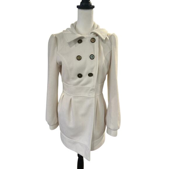 Tulle Jackets & Blazers - Tulle White Pea Coat with Bow Medium